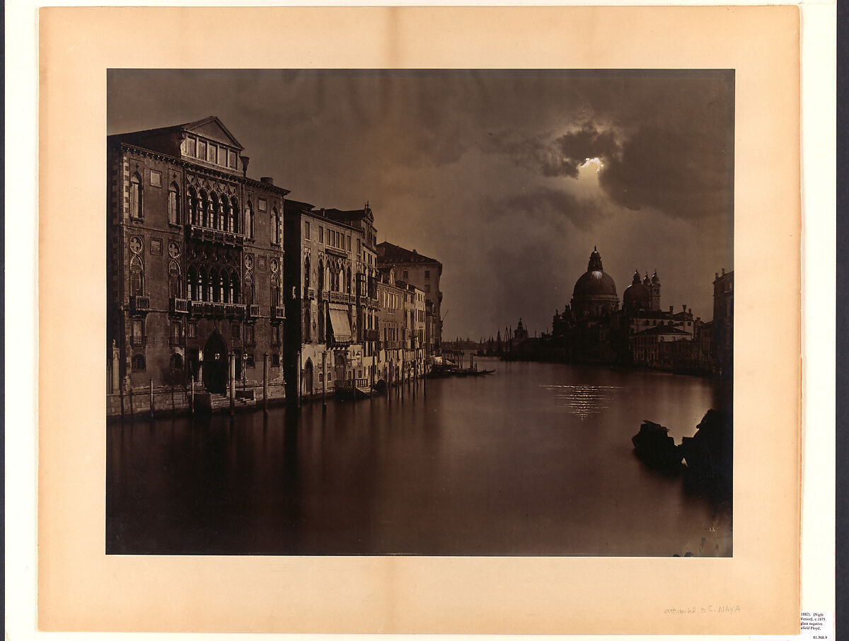 [Night View of the Grand Canal, Venice], Carlo Naya (Italian, 1816–1882), Albumen silver print from glass negative 