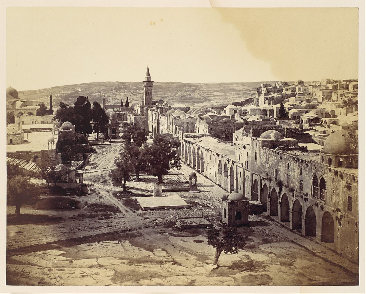 Jerusalem, Court of the Mosque of Omar, John Anthony (British (born France), 1823–1901), Albumen silver print from glass negative 