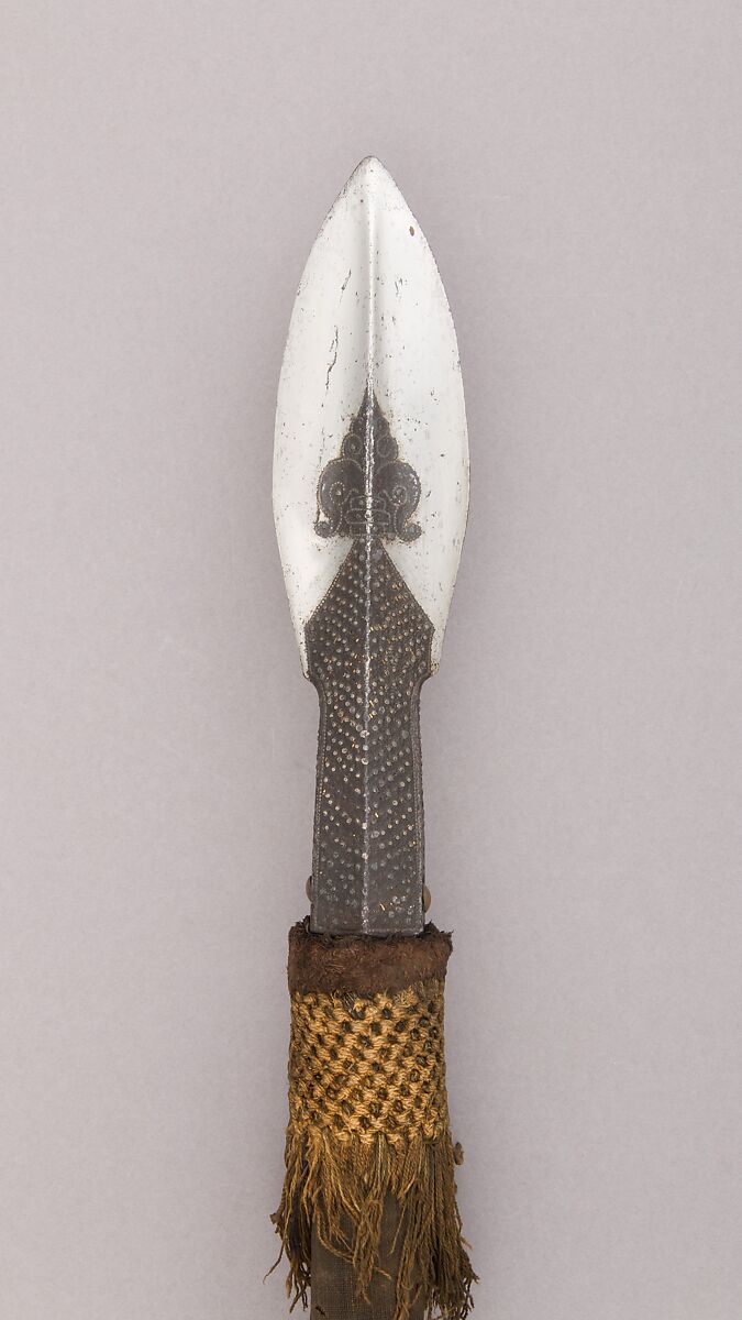 Hunting Spear, Steel, wood, leather, textile, copper alloy, gold, French