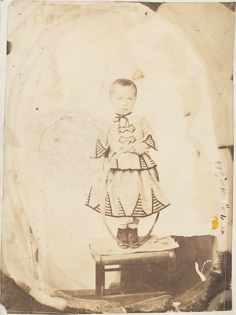 [Child Posed with Hoop], Unknown (French), Salted paper print 