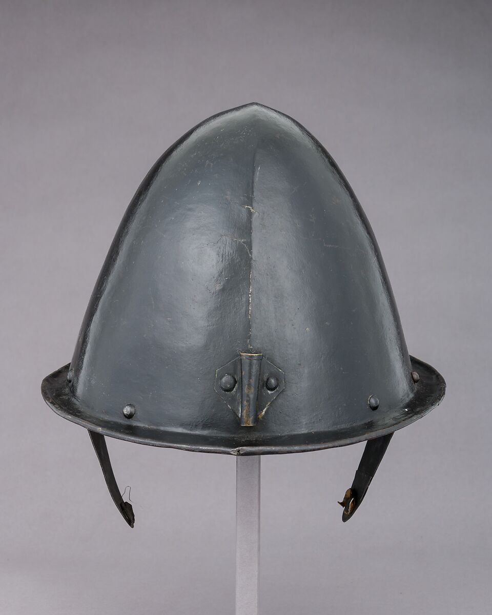 Cabasset, Steel, leather, possibly British