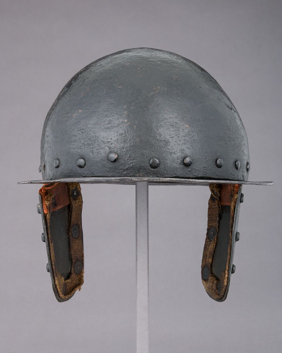 Siege Helmet, Steel, leather, textile, French