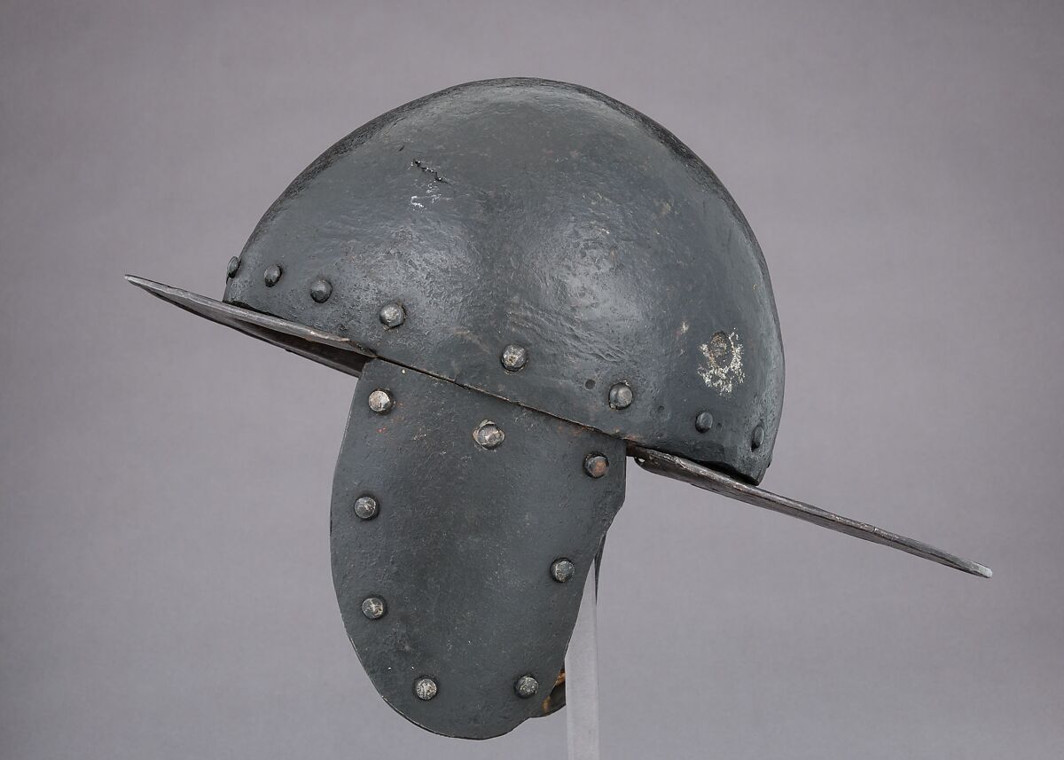 Siege Helmet, Steel, leather, textile, French