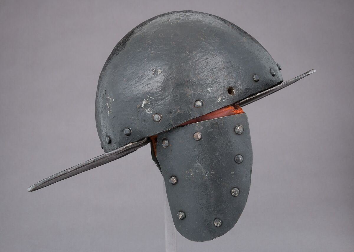 Siege Helmet, Steel, leather, textile, French