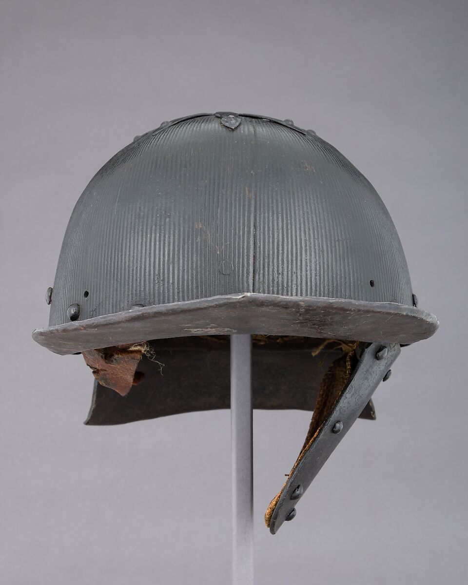 Siege Helmet, Steel, leather, textile, probably French