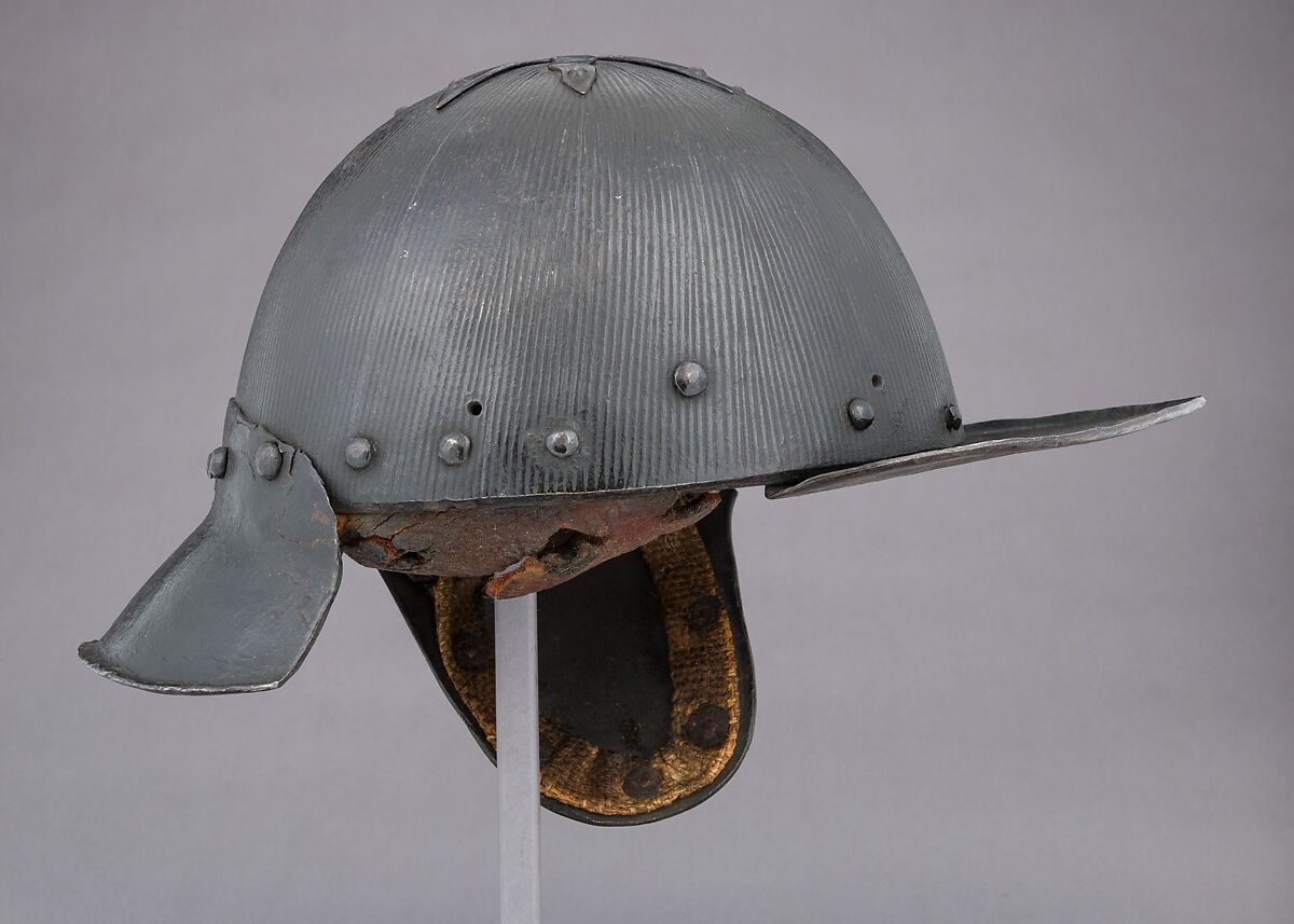 Siege Helmet, Steel, leather, textile, probably French