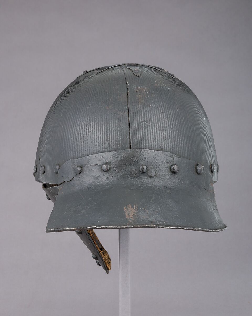 Siege Helmet, Steel, leather, textile, probably French