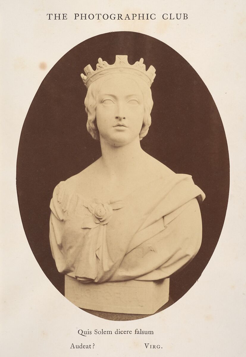 Copy of a Bust of Her Majesty Queen Victoria, by Joseph Durham, Esq. F.S.A., Hugh Welch Diamond (British, 1808–1886), Albumen silver print from glass negative 