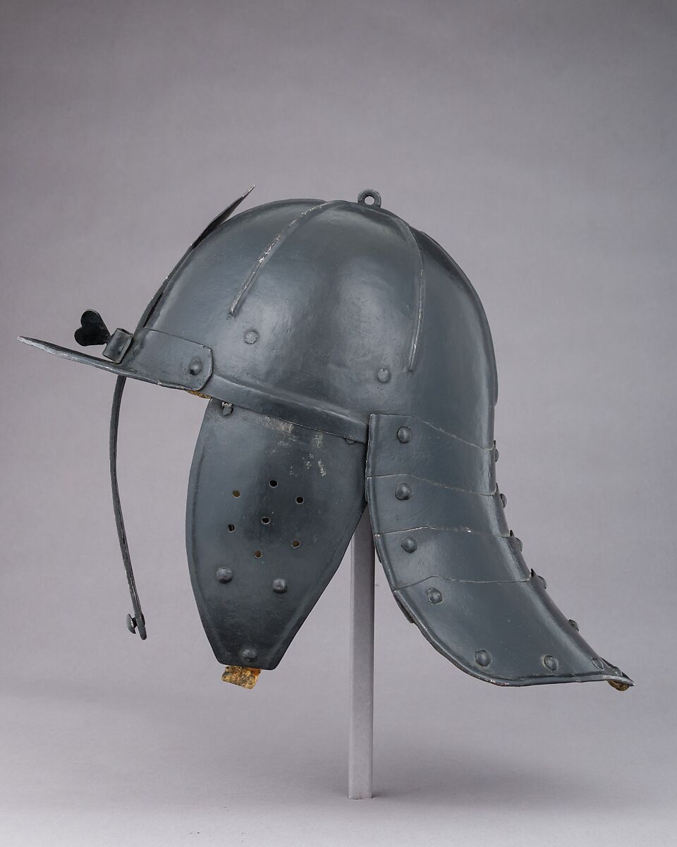 Lobster-Tail Burgonet, Steel, leather, German