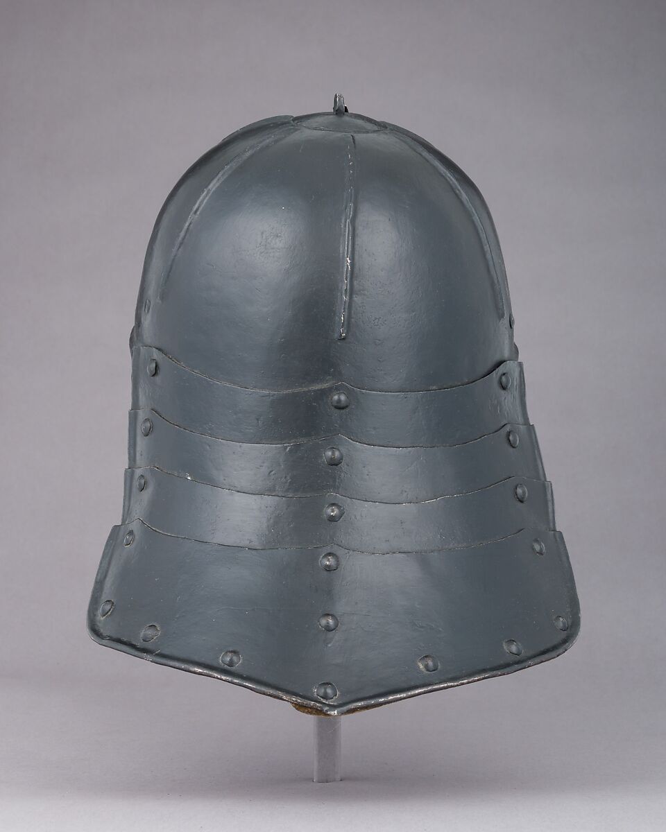 Lobster-Tail Burgonet, Steel, leather, German