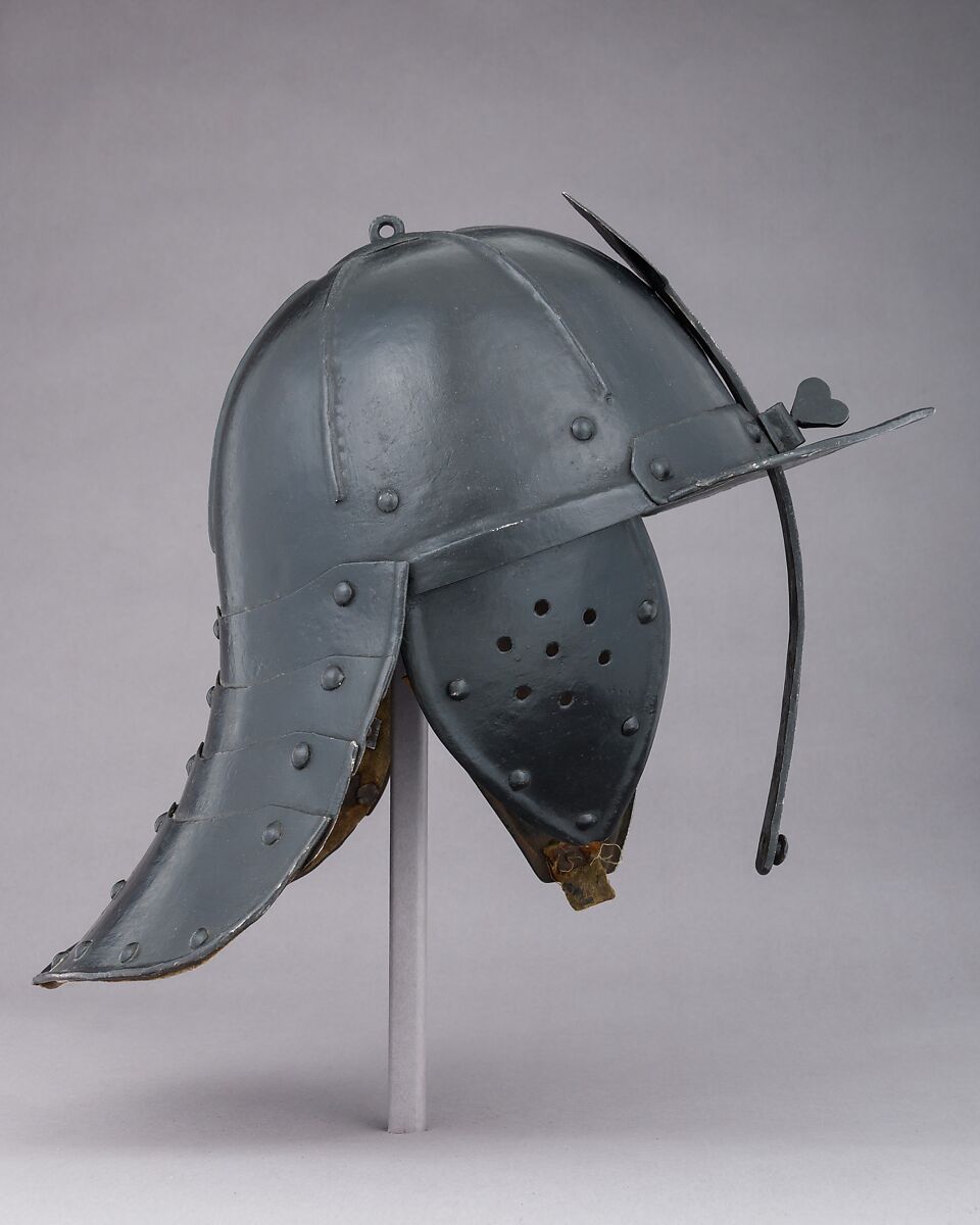 Lobster-Tail Burgonet, Steel, leather, German