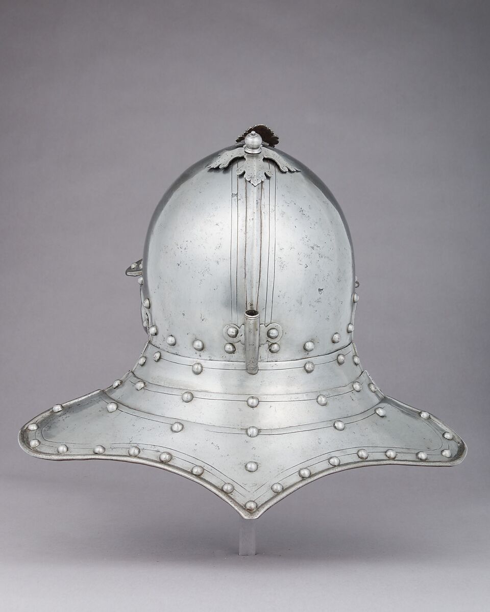 Lobster-Tail Burgonet, Steel, leather, Northern European