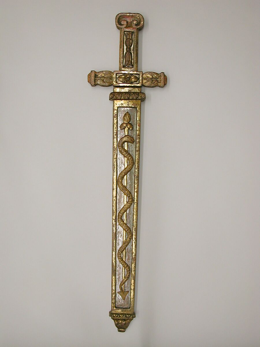 Costume Sword with Scabbard in the Classical Style, Steel, wood, gesso, silver, gold, French, Paris