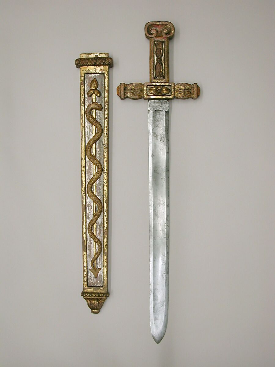 Costume Sword with Scabbard in the Classical Style, Steel, wood, gesso, silver, gold, French, Paris 