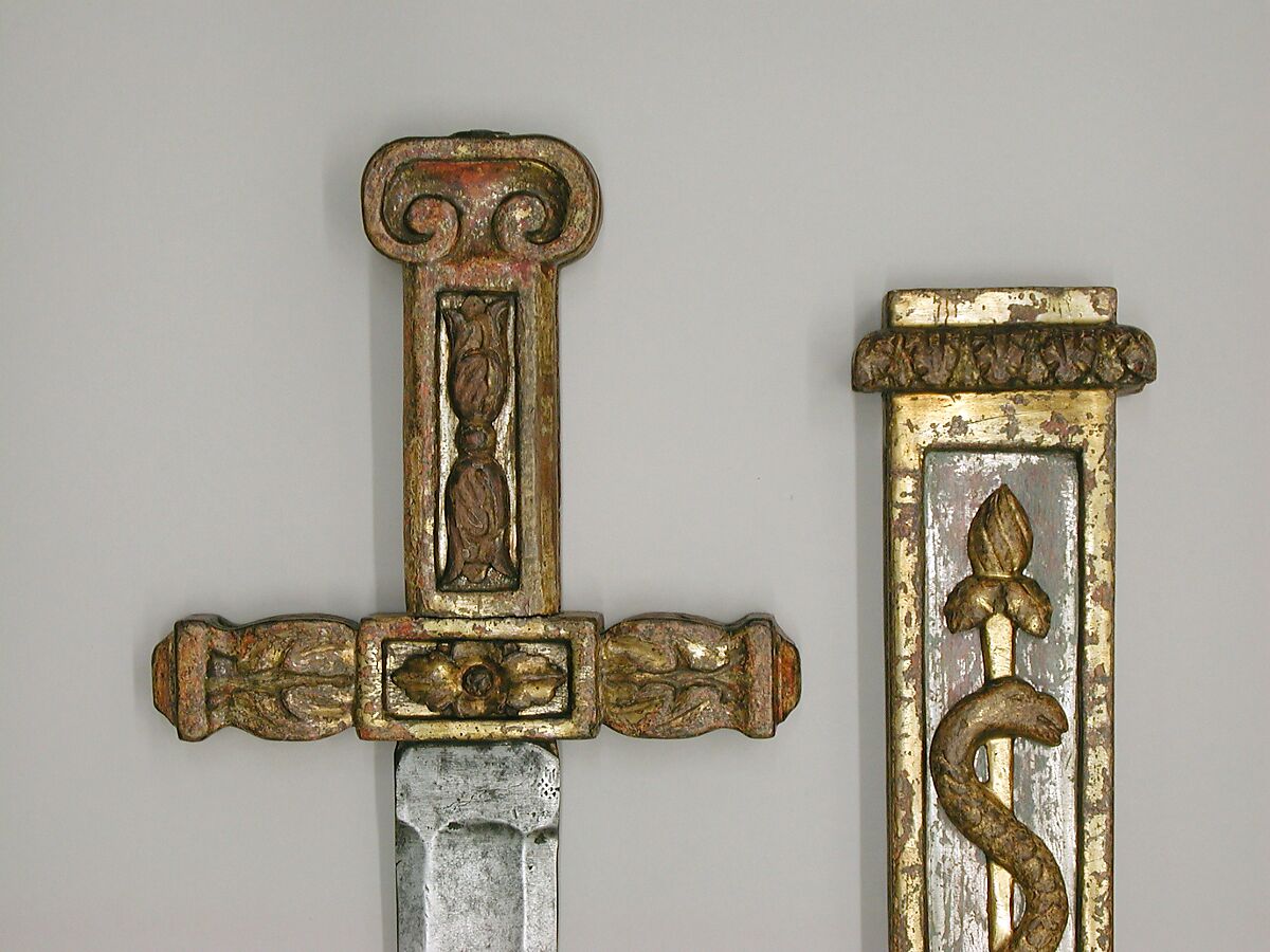 Costume Sword with Scabbard in the Classical Style, Steel, wood, gesso, silver, gold, French, Paris