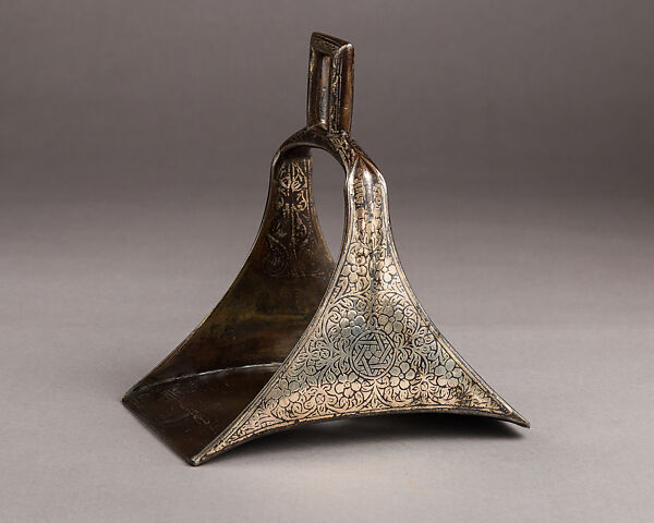 Stirrup, Iron, silver, copper, Moroccan 