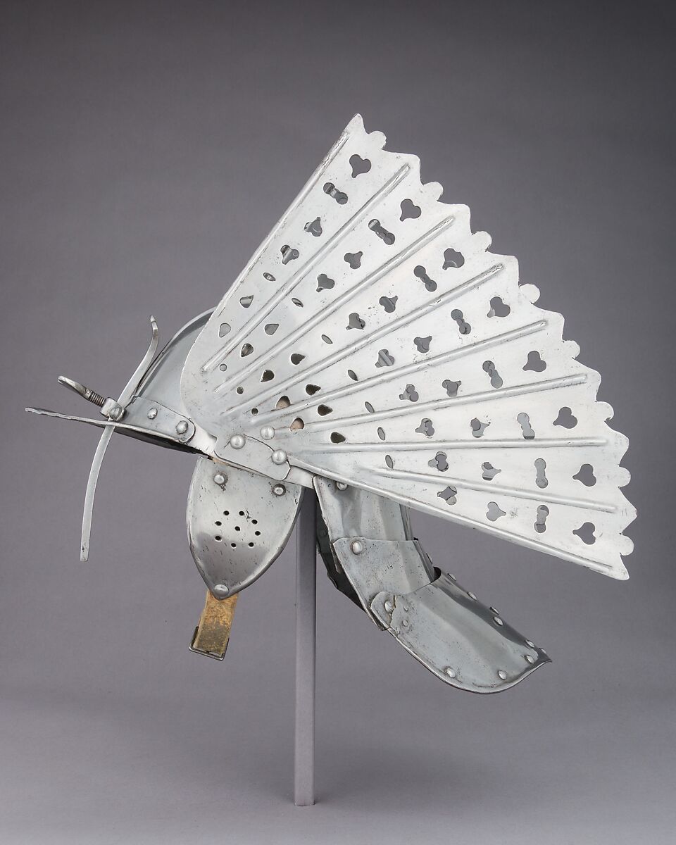 Lobster-Tail Burgonet, Steel, leather, Polish