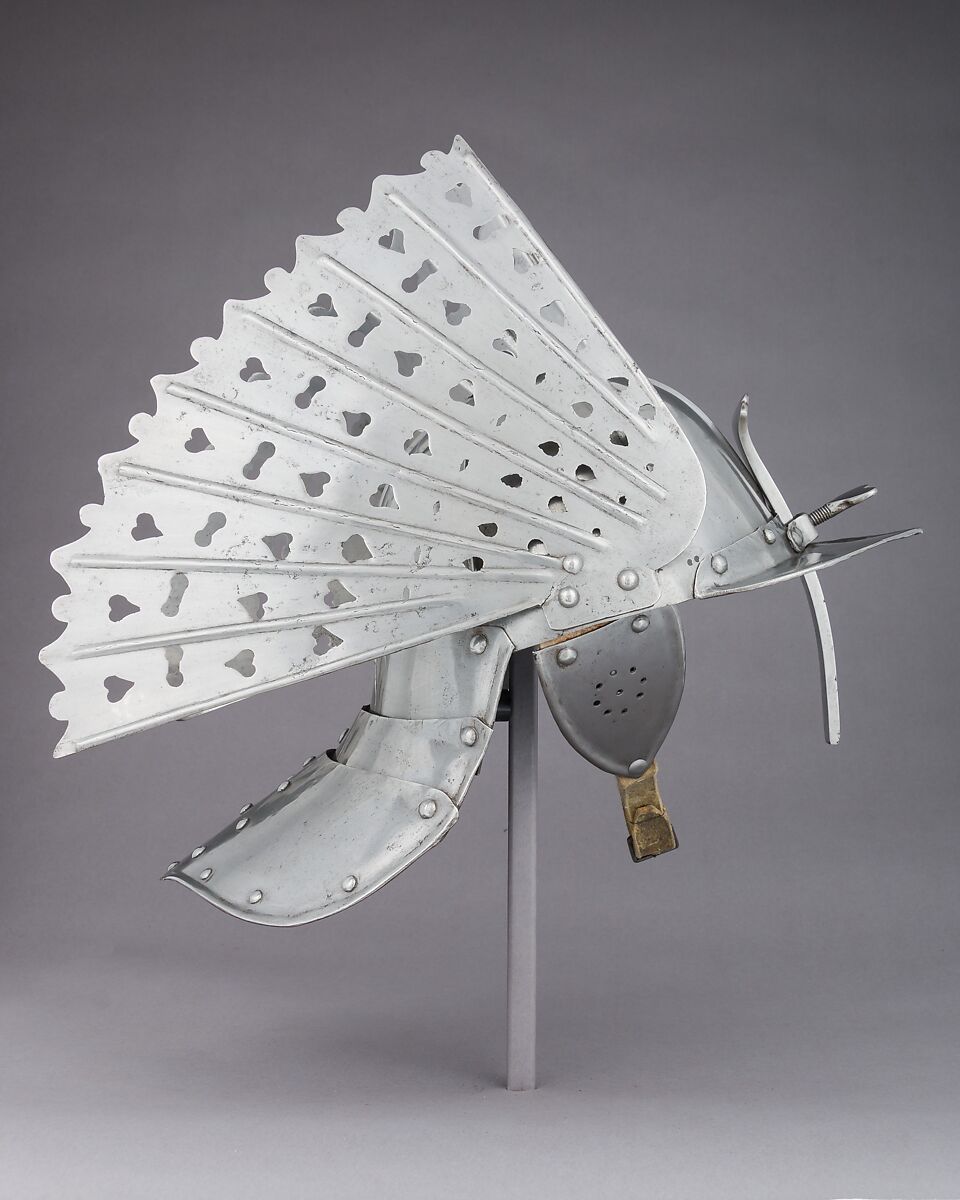 Lobster-Tail Burgonet, Steel, leather, Polish