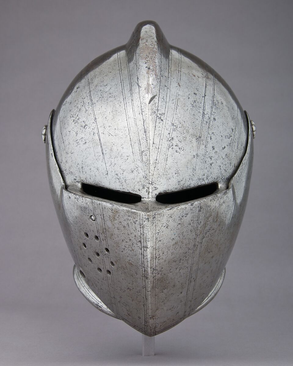 Close Helmet for Tournament, Steel, brass, Italian