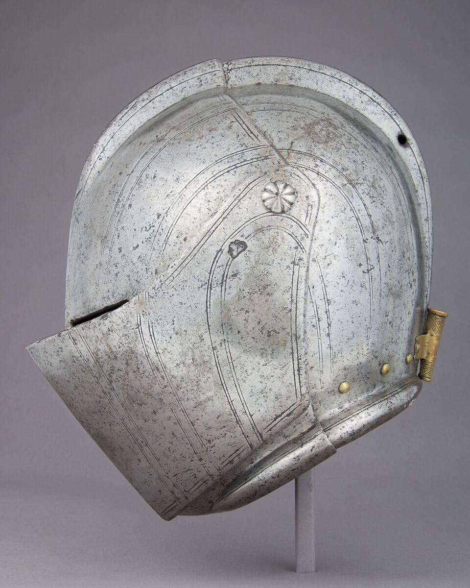 Close Helmet for Tournament, Steel, brass, Italian