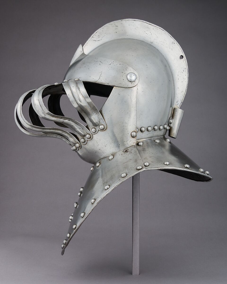 Burgonet, Steel, leather, German