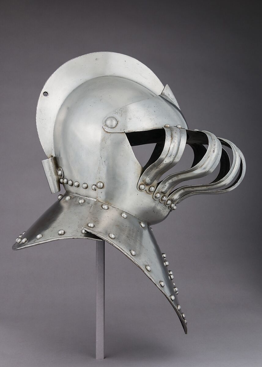 Burgonet, Steel, leather, German