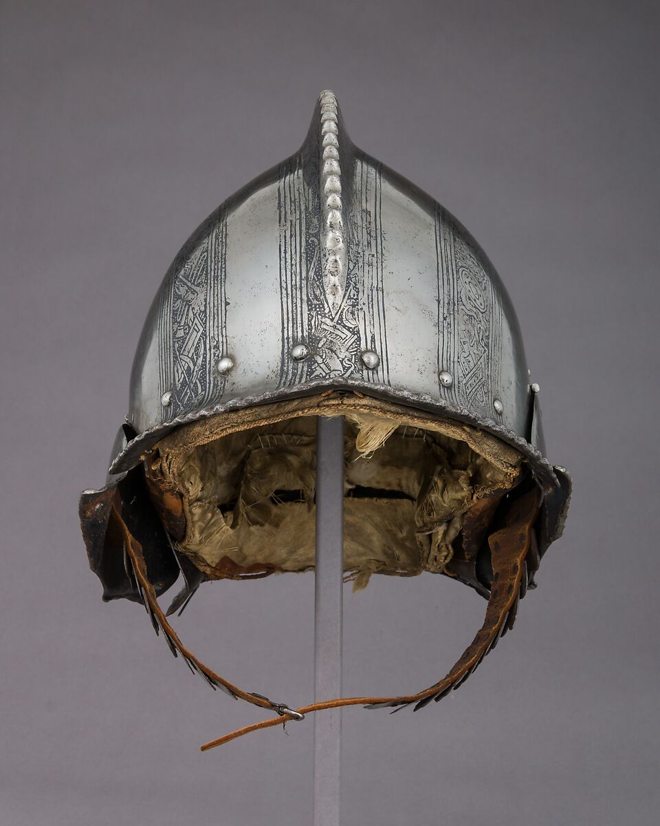 Burgonet, Steel, leather, textile, South German