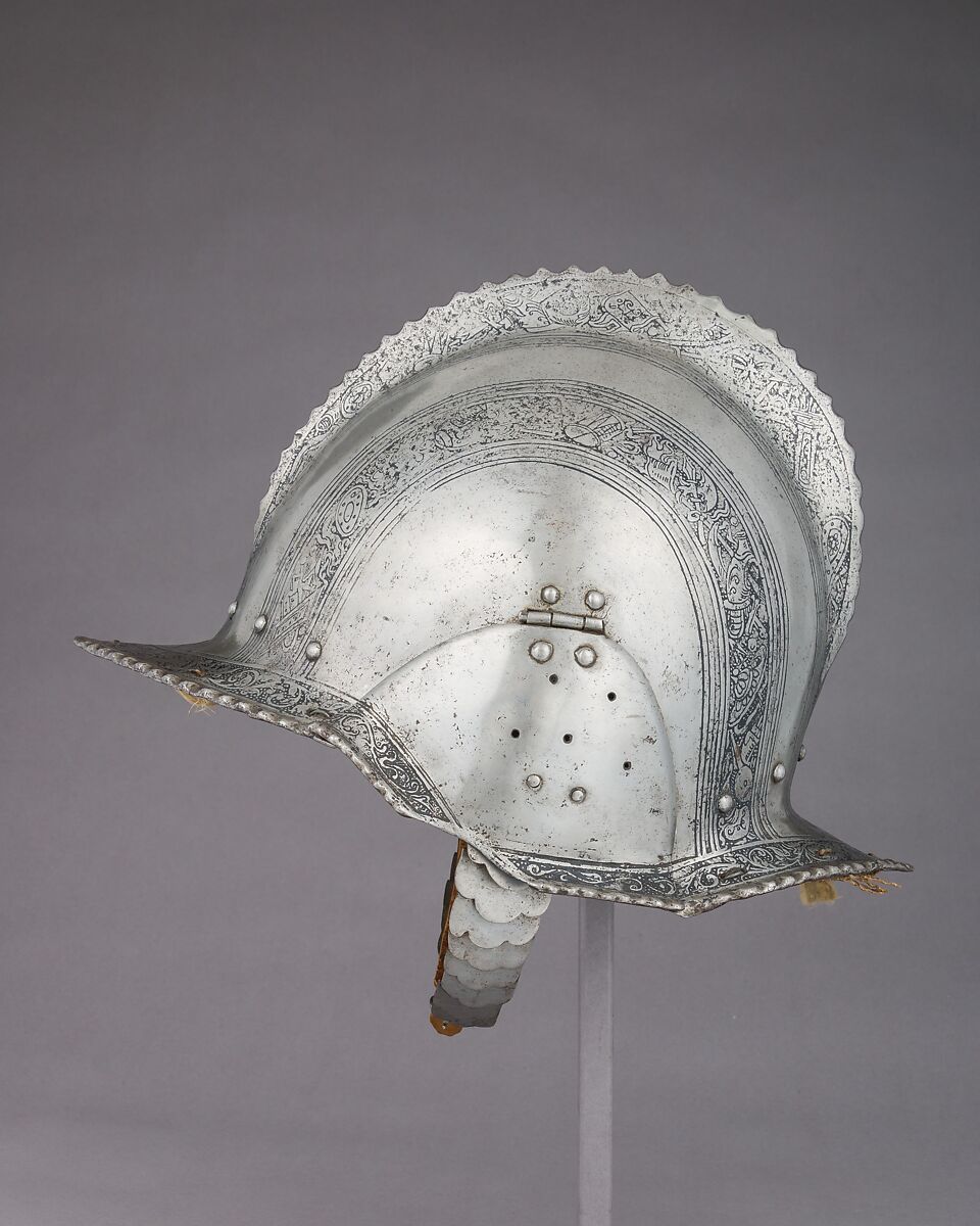 Burgonet, Steel, leather, textile, South German