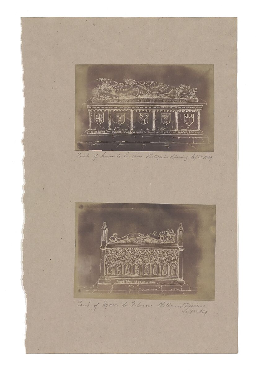 Tomb of Simon de Langham, Tomb of Aymer de Valence, Unknown (British), Salted paper prints 