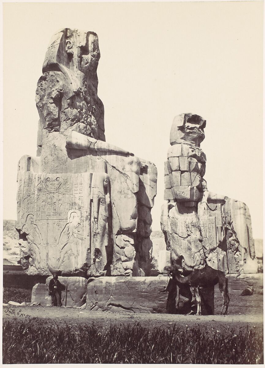 The Statues of Memnon. Plain of Thebes, Francis Frith (British, Chesterfield, Derbyshire 1822–1898 Cannes, France), Albumen silver print from glass negative 