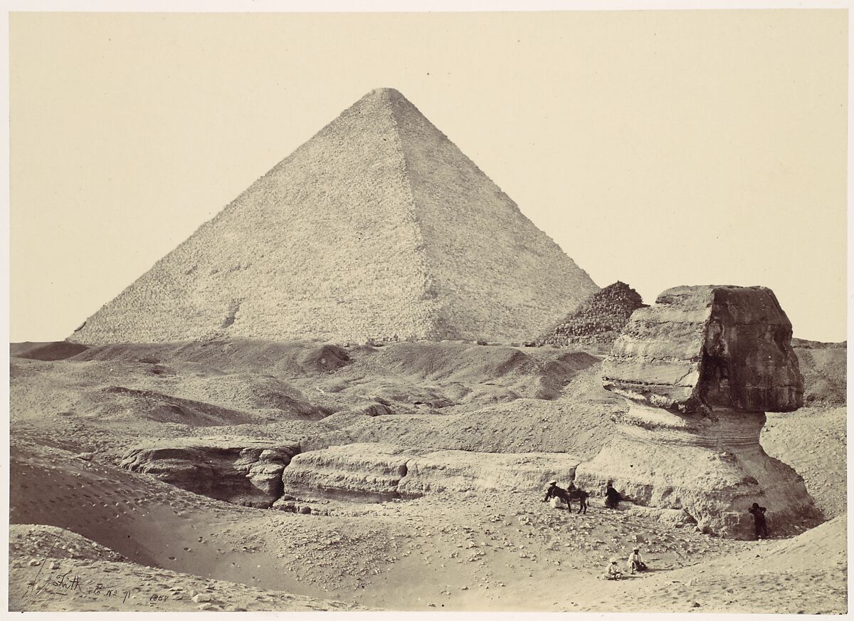 The Sphynx and Great Pyramid, Geezeh, Francis Frith (British, Chesterfield, Derbyshire 1822–1898 Cannes, France), Albumen silver print from glass negative 