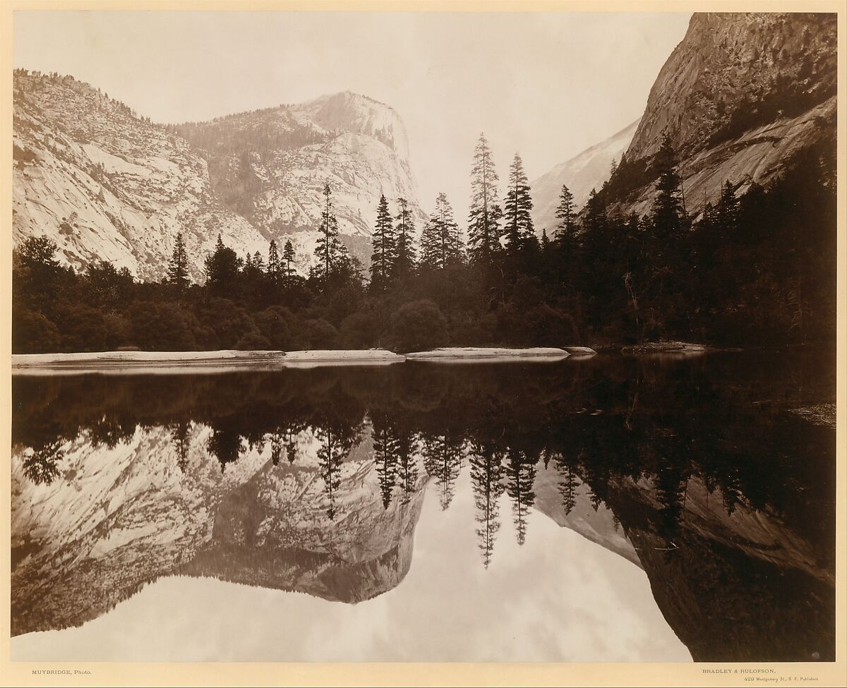 Mirror Lake, Valley of the Yosemite, Eadweard Muybridge (British and American, Kingston upon Thames 1830–1904 Kingston upon Thames), Albumen silver print from glass negative 