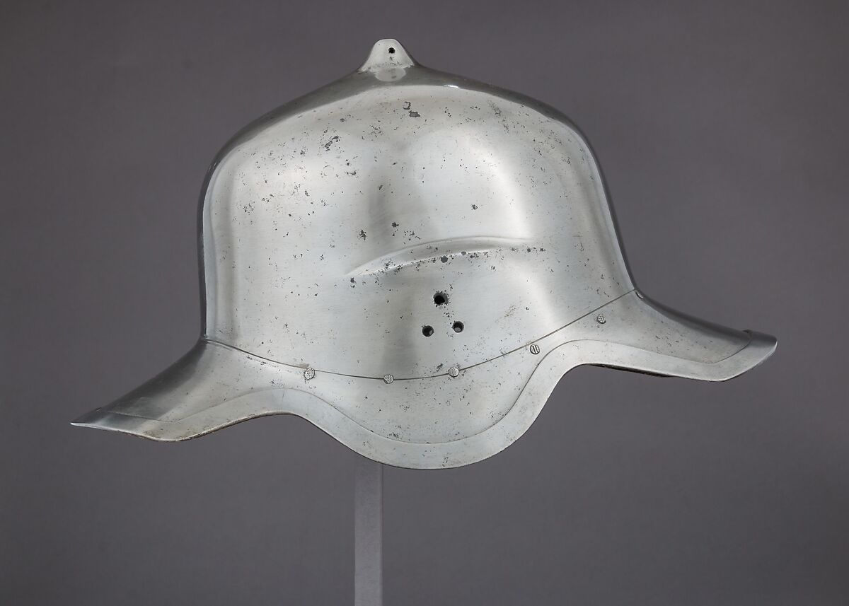 War Hat, Steel, leather, pigment, French 