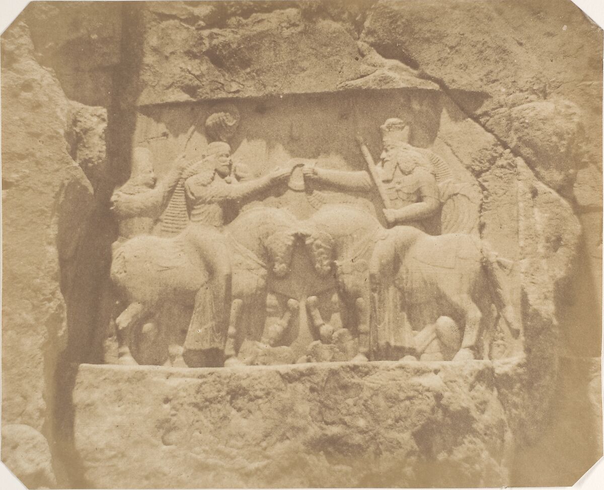 Bas Relief at Nakshi Rustam, Luigi Pesce (Italian, 1818–1891), Salted paper print from paper negative 