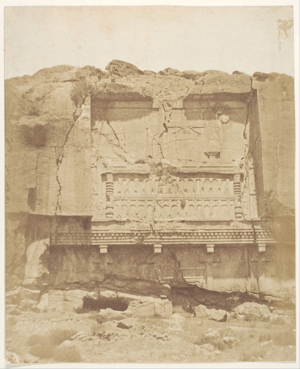 Tomba sulla rocca a Persepolis, Luigi Pesce (Italian, 1818–1891), Salted paper print from paper negative 