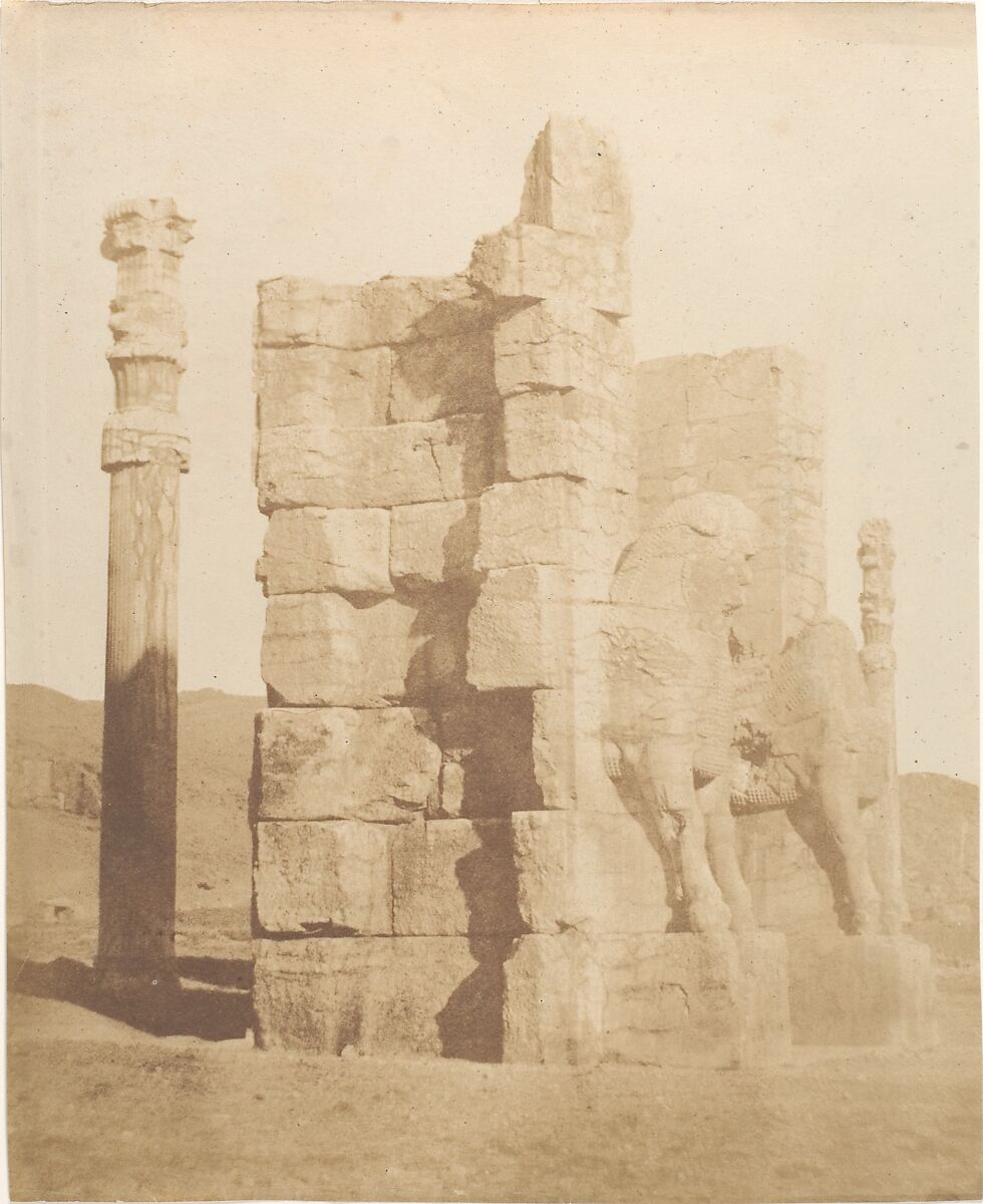 Porta d'entrata alla ruine de Persepolis, Luigi Pesce (Italian, 1818–1891), Salted paper print from paper negative 
