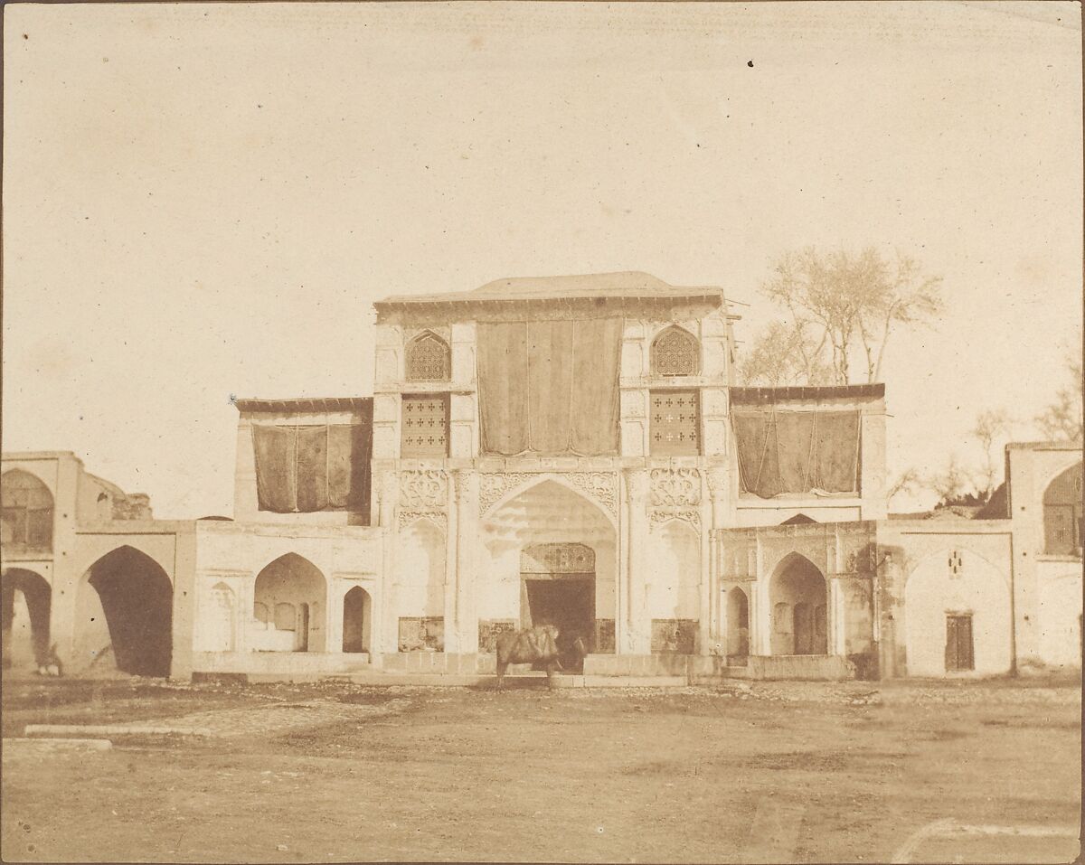 Outer Entrance to the King's Palace, Teheran, Luigi Pesce (Italian, 1818–1891), Salted paper print from paper negative 