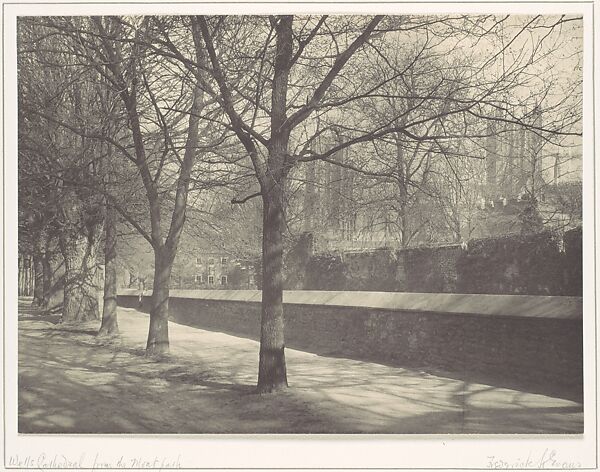 Wells Cathedral from the Moat Path, Frederick H. Evans (British, London 1853–1943 London), Platinum print 