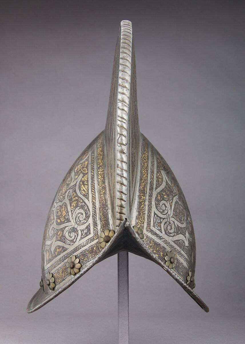 Morion, Steel, gold, brass, leather, Italian