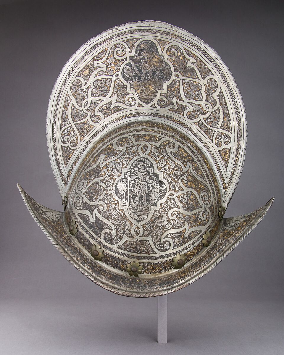 Morion, Steel, gold, brass, leather, Italian