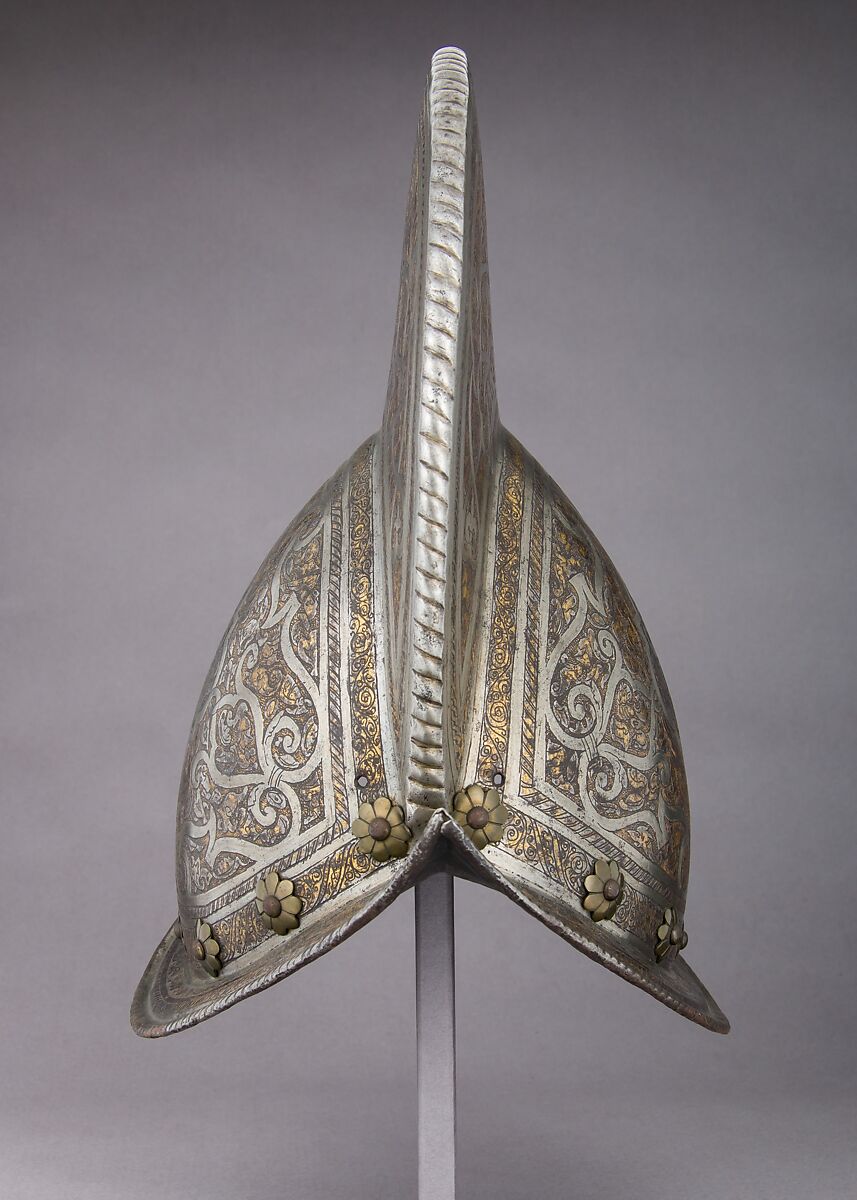 Morion, Steel, gold, brass, leather, Italian
