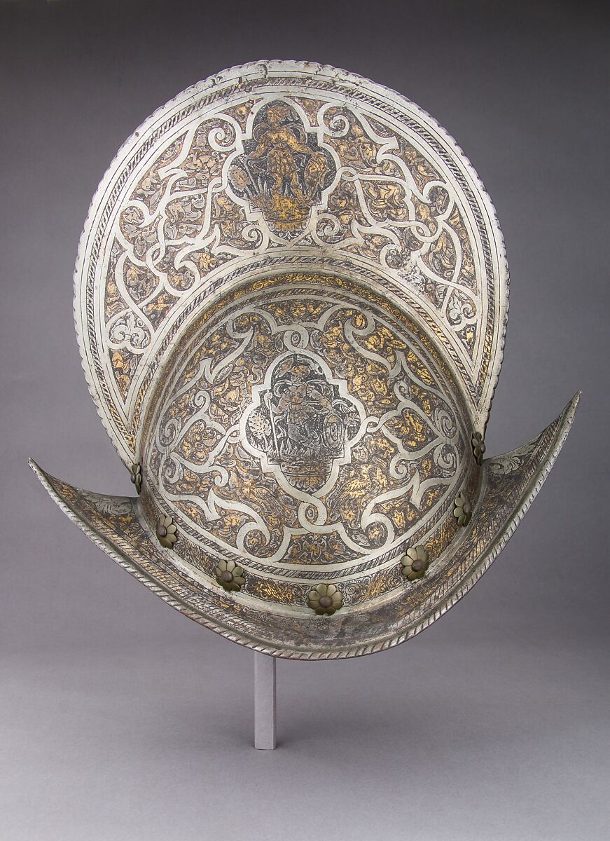 Morion, Steel, gold, brass, leather, Italian