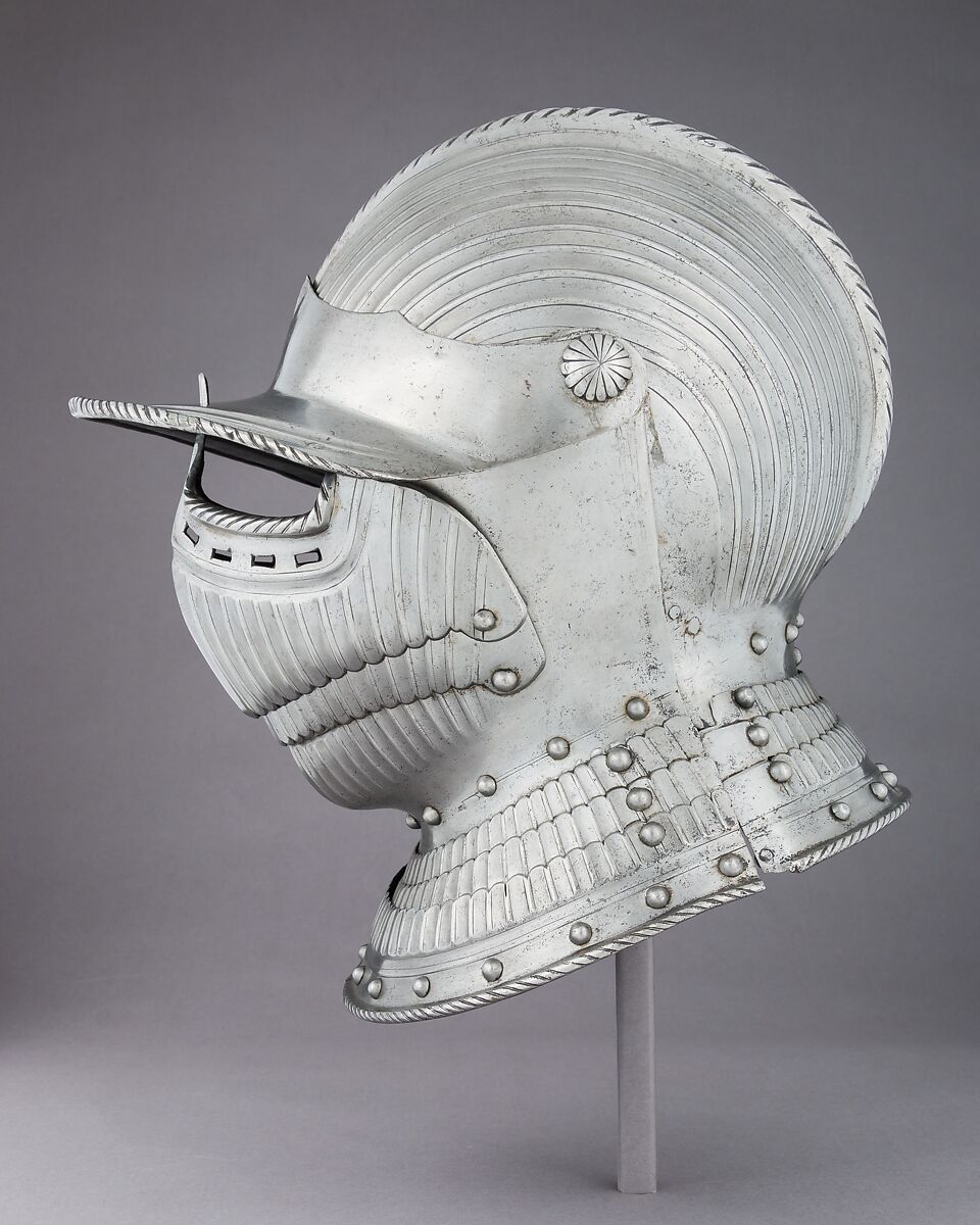 Burgonet, Steel, leather, German