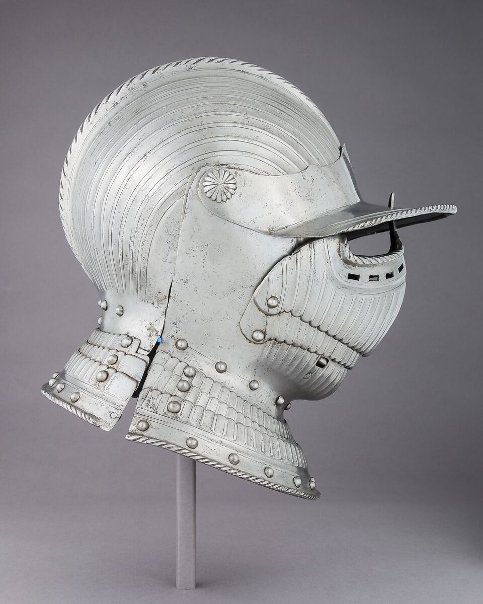 Burgonet, Steel, leather, German