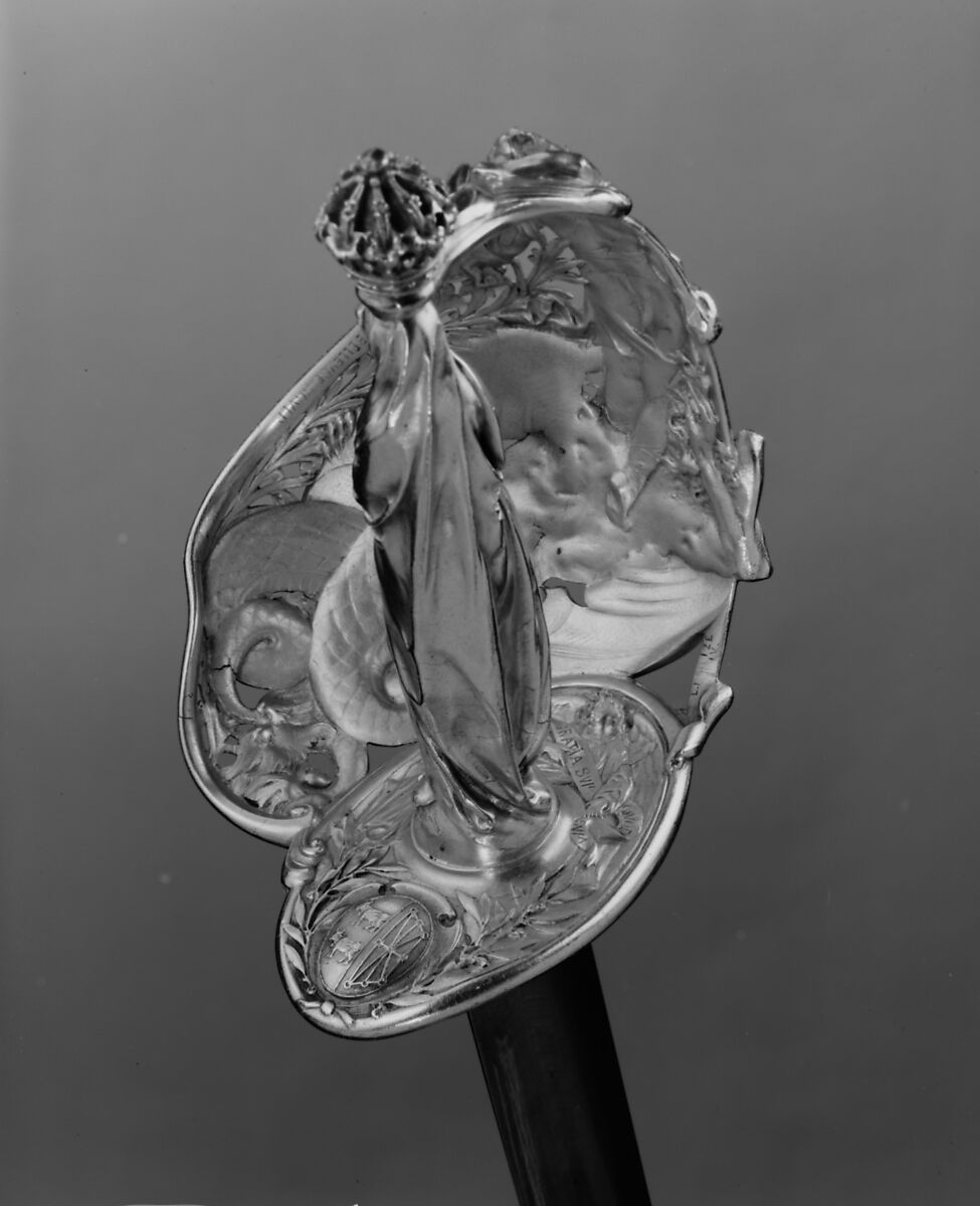 Sword Hilt, Designed and modeled by Albert-Ernest Carrier-Belleuse (French, Anizy-le-Château 1824–1887 Sèvres), Bronze, gold, French, Paris