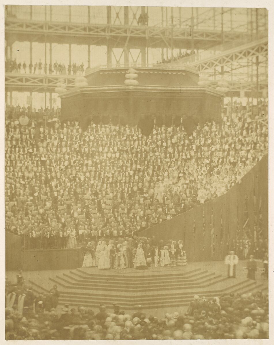 Queen Victoria Presiding at the Reopening of the Reconstructed Crystal Palace at Sydenham, Attributed to T. R. Williams (British, born 1825), Albumen silver print from glass negative 