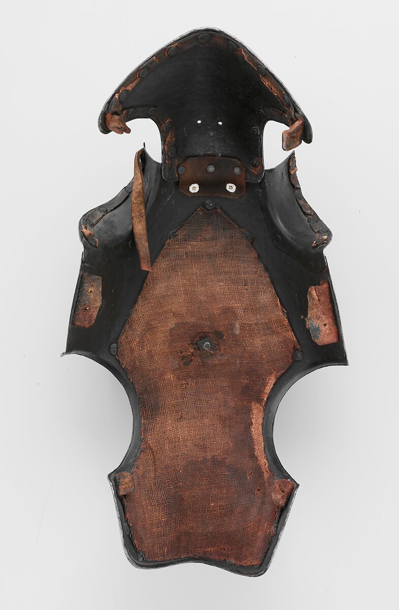 Half-Shaffron (Horse's Head Defense), Steel, gold, brass, leather, linen (woven textile and fiber), Italian, probably Milan