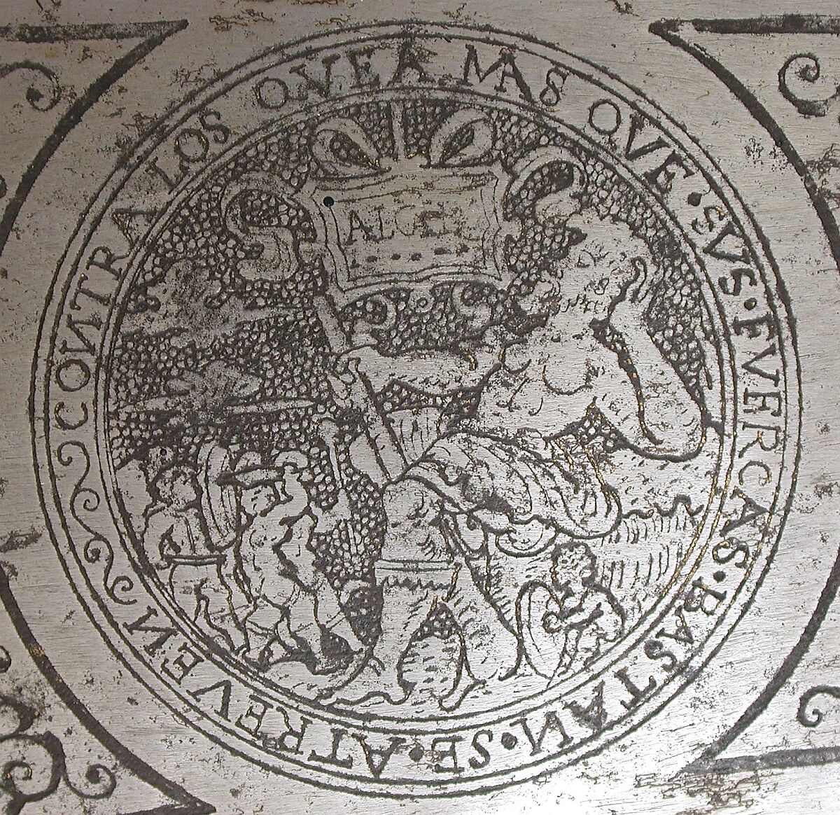 Cantle Plate, Steel, gold, Italian, possibly Milan