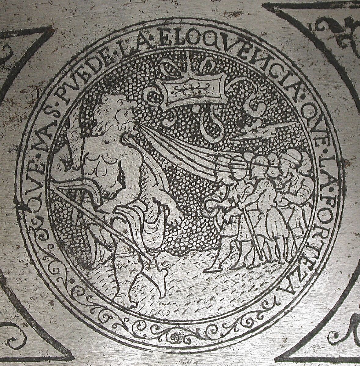 Cantle Plate, Steel, gold, Italian, possibly Milan