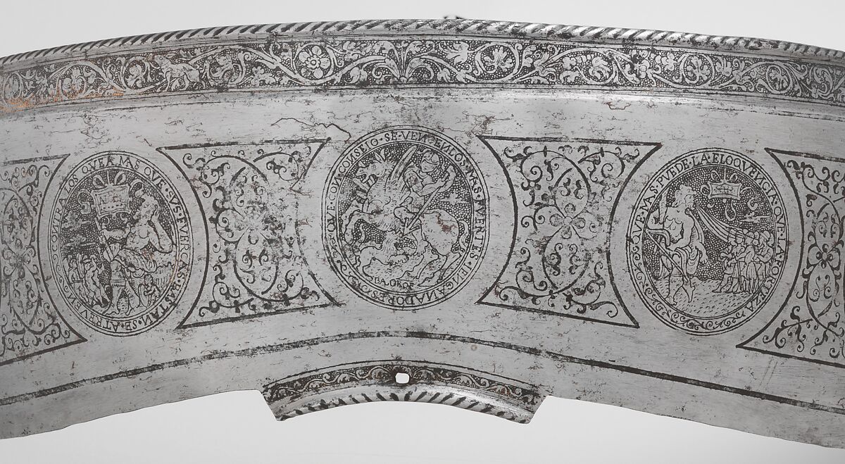 Cantle Plate, Steel, gold, Italian, possibly Milan